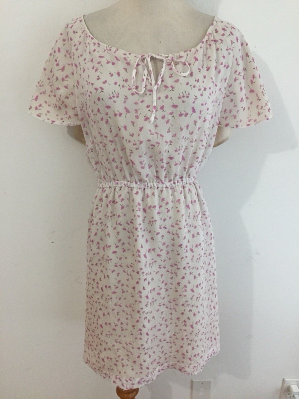 J. Crew Cream Mini Dress with Pink Floral Print